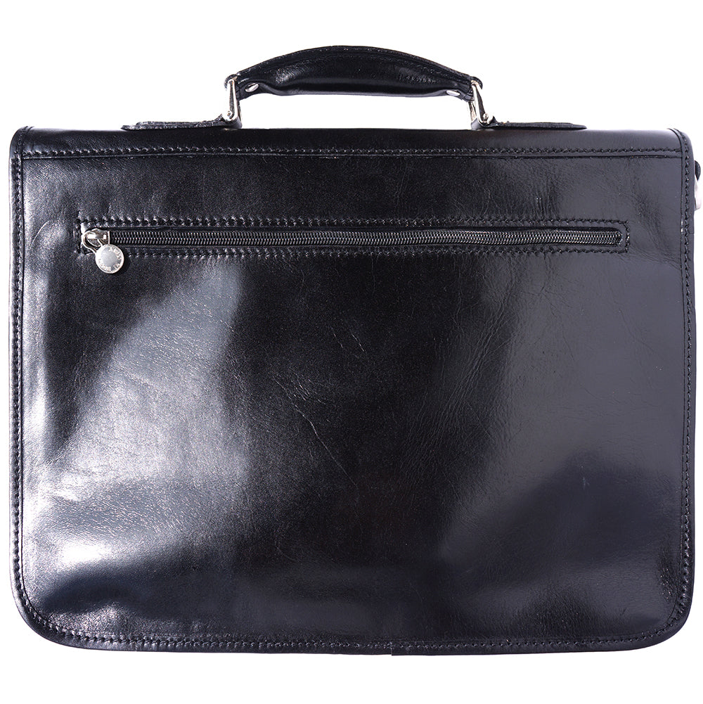 Leather briefcase with two compartments - made in Italy