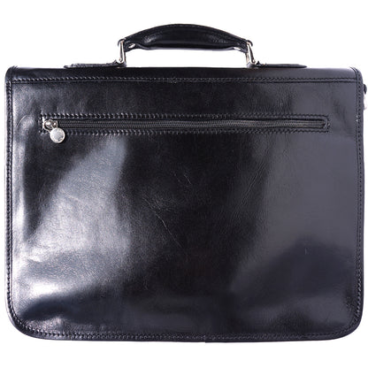 Leather briefcase with two compartments - made in Italy