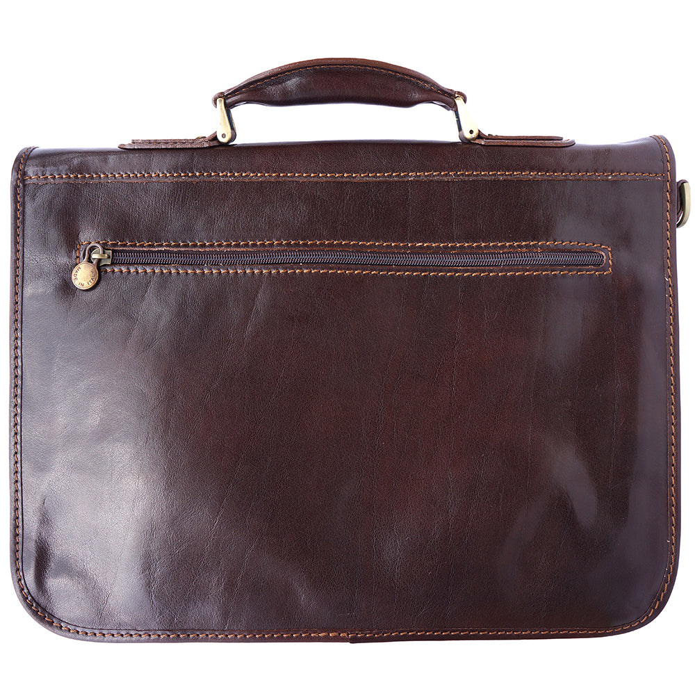 Leather briefcase with two compartments - made in Italy