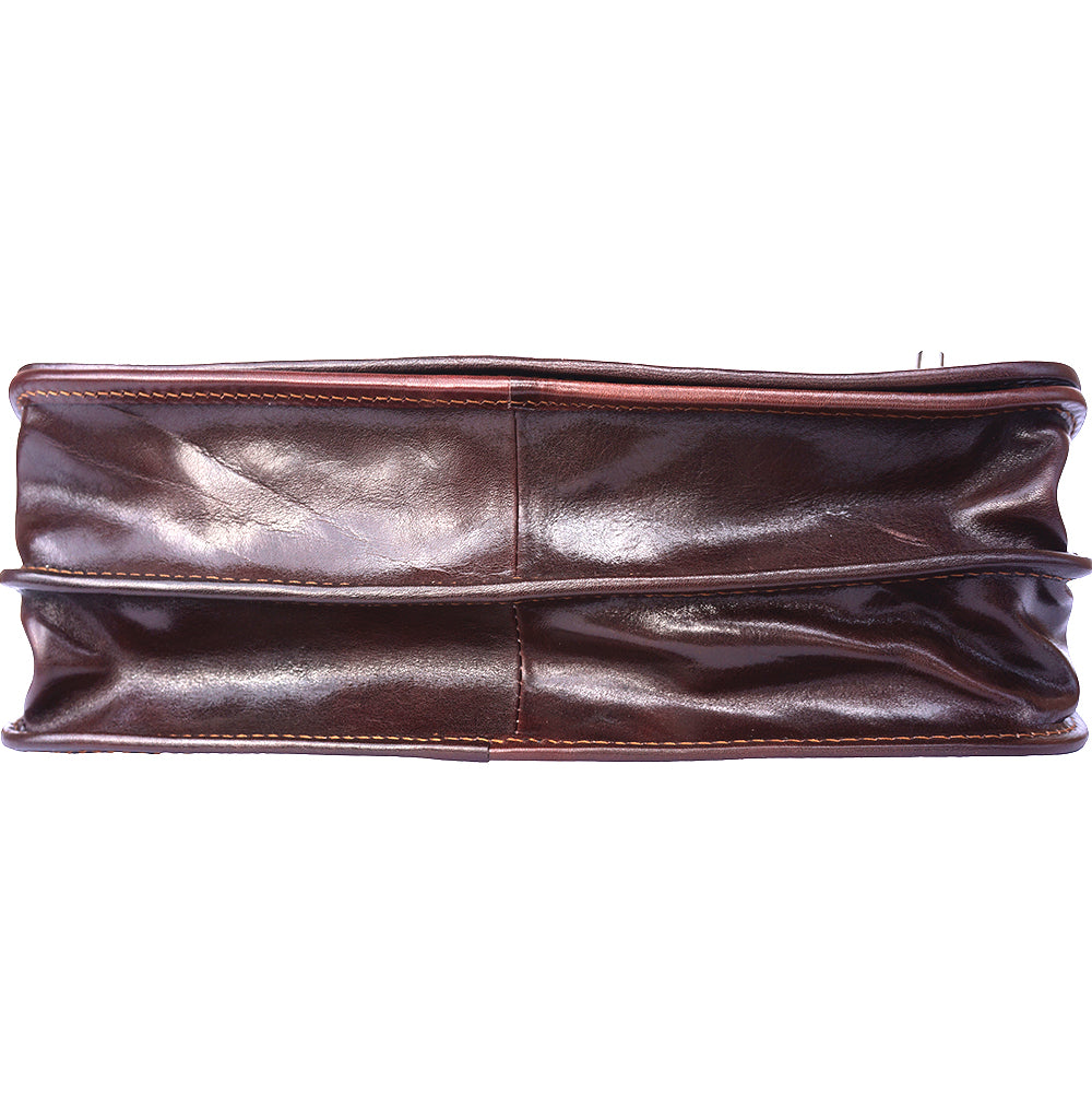Leather briefcase with two compartments - made in Italy
