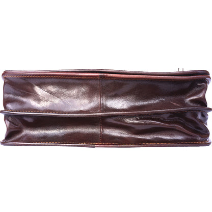 Leather briefcase with two compartments - made in Italy