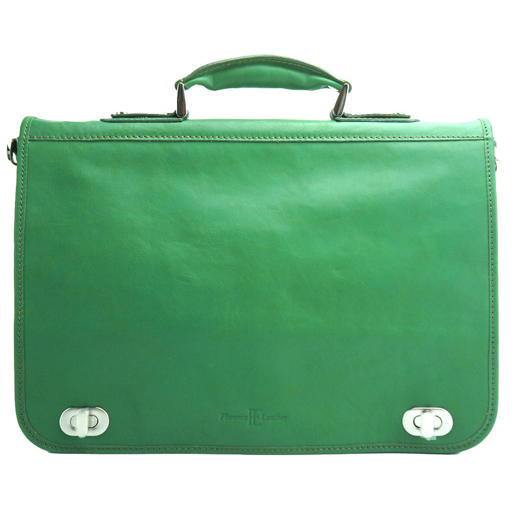 Leather briefcase with two compartments - made in Italy
