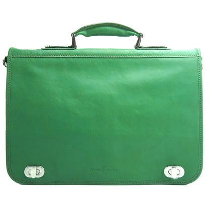 Leather briefcase with two compartments - made in Italy