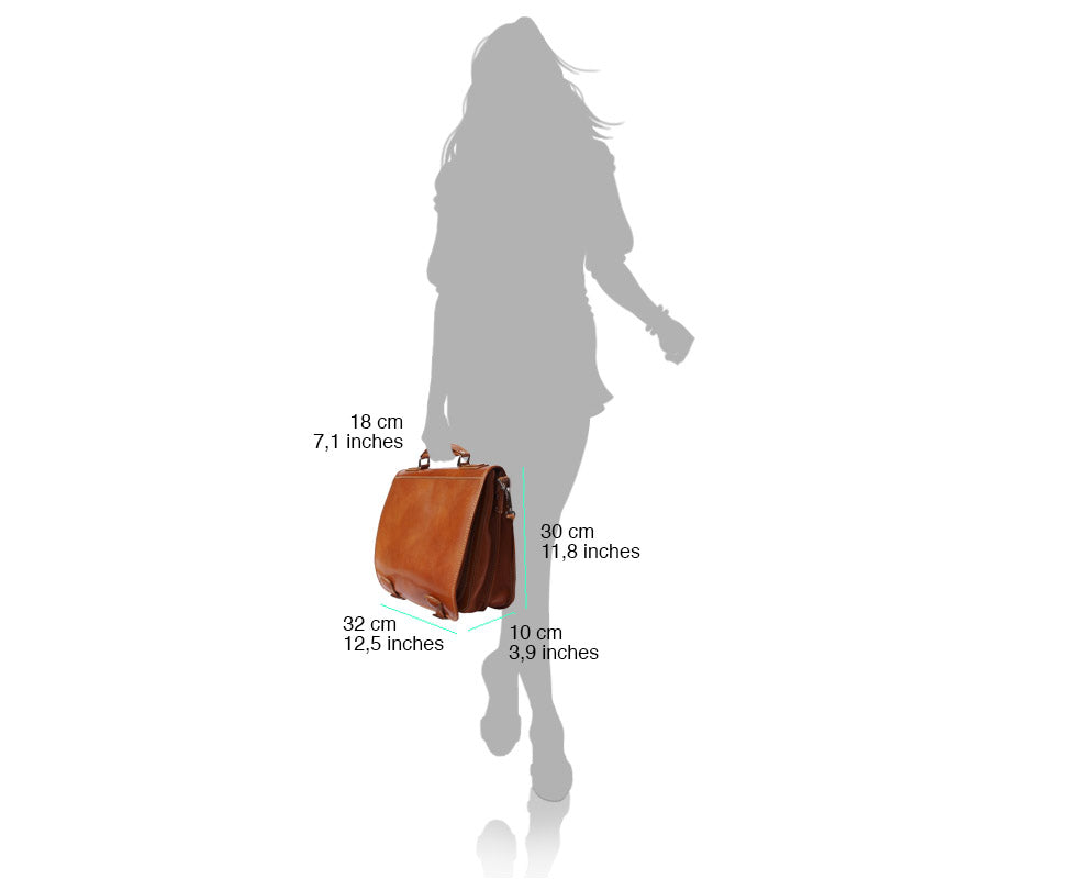 Leather briefcase with two compartments - Made In Italy