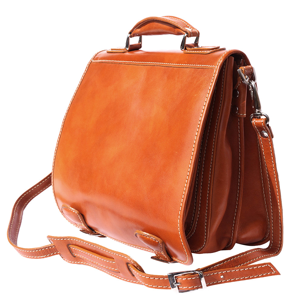 Leather briefcase with two compartments - Made In Italy