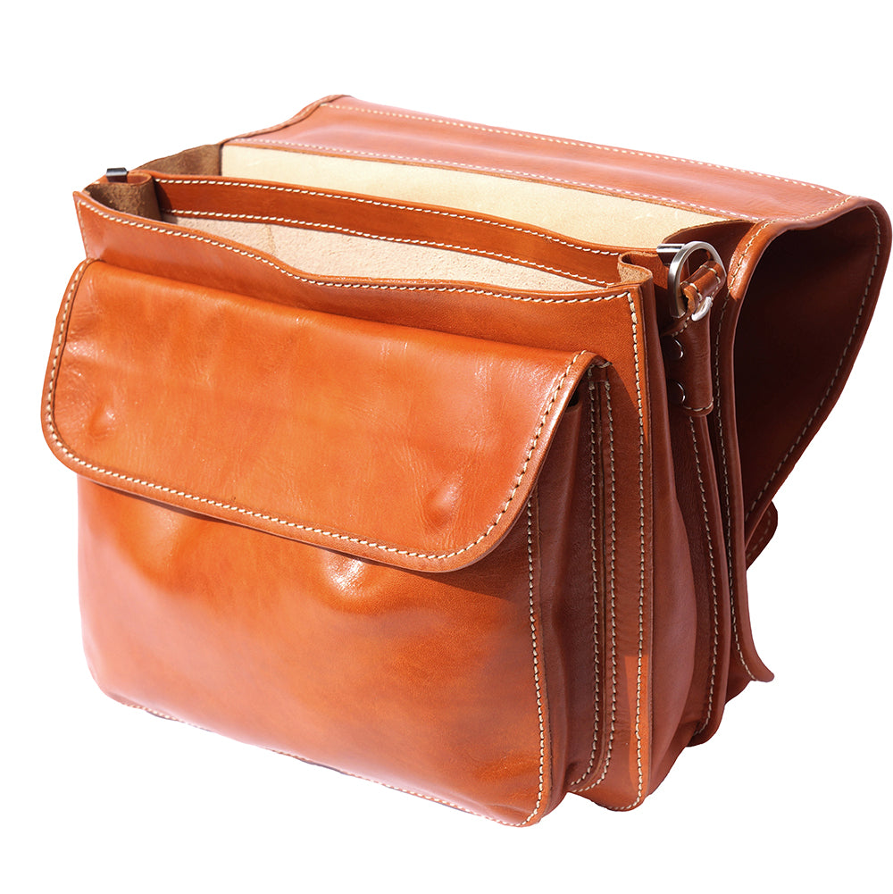 Leather briefcase with two compartments - Made In Italy
