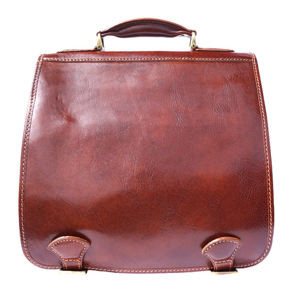 Leather briefcase with two compartments - Made In Italy