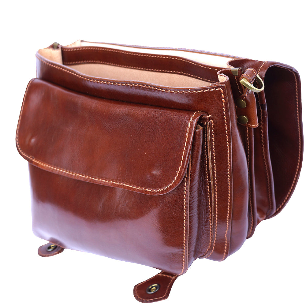 Leather briefcase with two compartments - Made In Italy