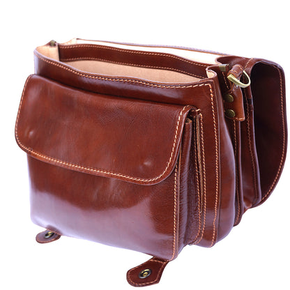 Leather briefcase with two compartments - Made In Italy