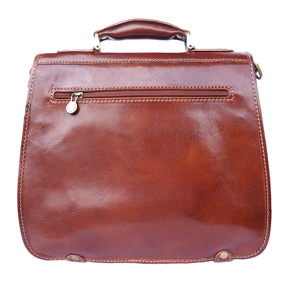 Leather briefcase with two compartments - Made In Italy