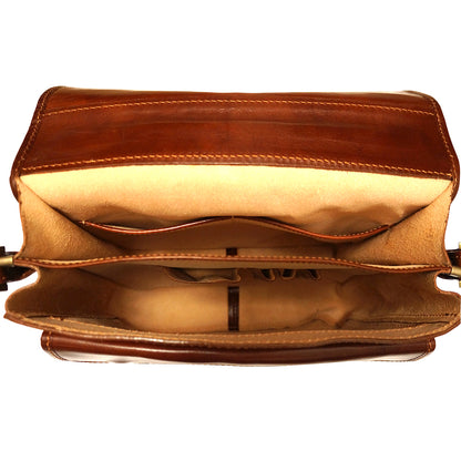 Leather briefcase with two compartments - Made In Italy