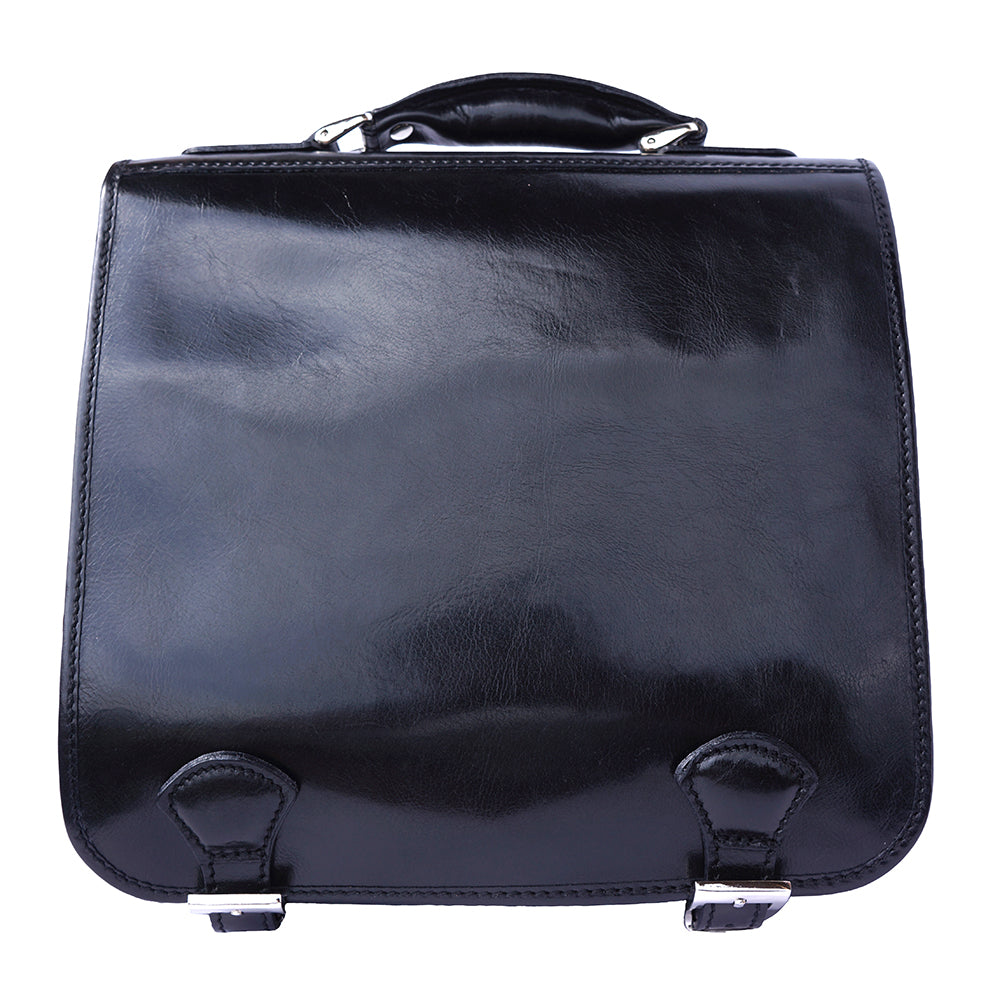 Leather briefcase with two compartments - Made In Italy