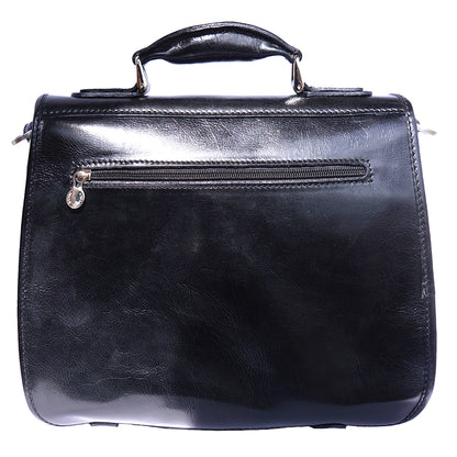 Leather briefcase with two compartments - Made In Italy