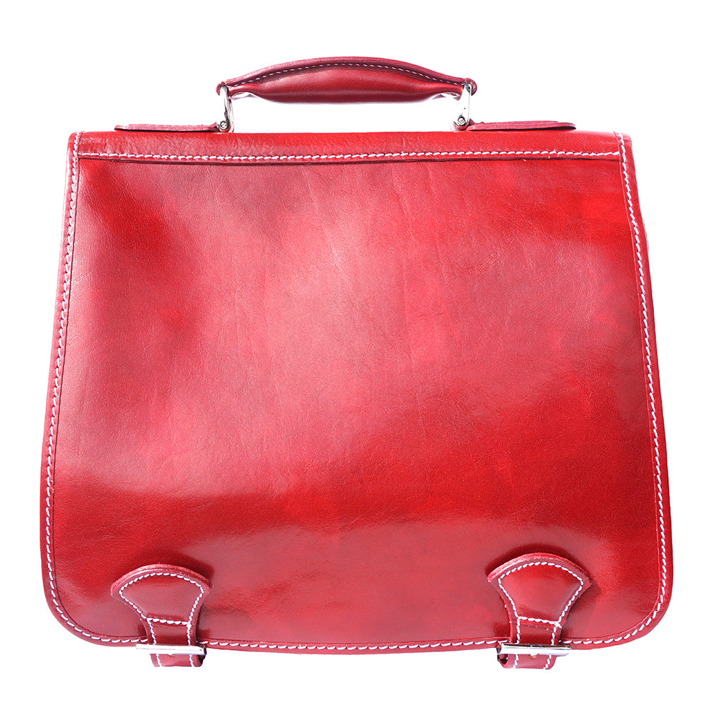 Leather briefcase with two compartments - Made In Italy