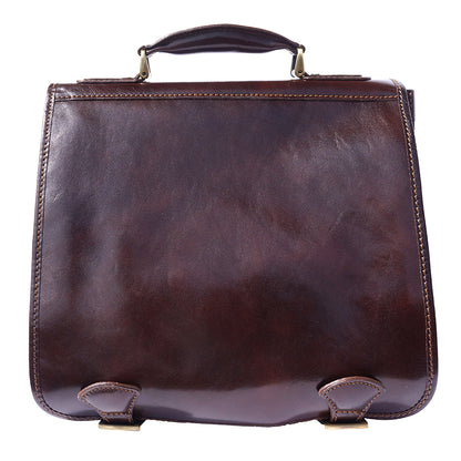 Leather briefcase with two compartments - Made In Italy