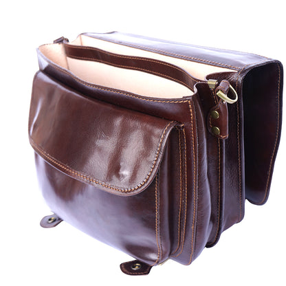 Leather briefcase with two compartments - Made In Italy