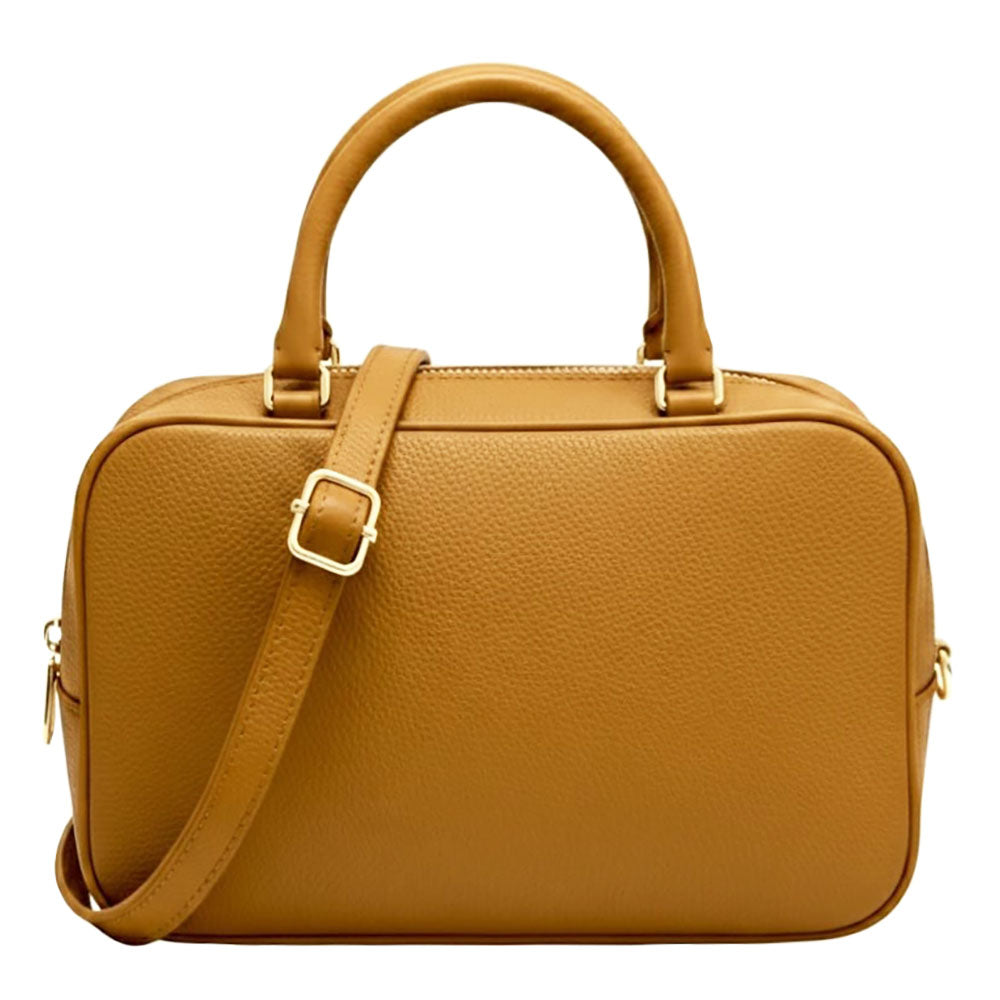 Novara Structured Cow Leather Mini Boston Bag - Made In Italy