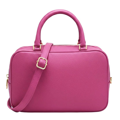 Novara Structured Cow Leather Mini Boston Bag - Made In Italy