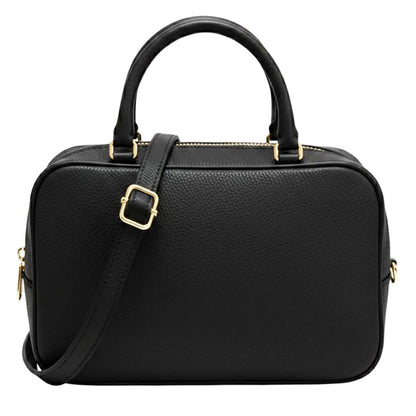 Novara Structured Cow Leather Mini Boston Bag - Made In Italy