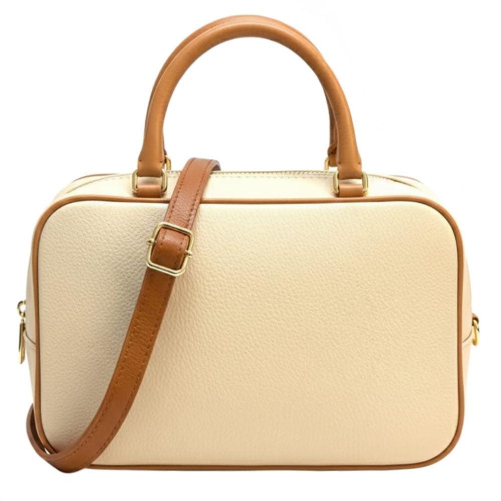 Novara Structured Cow Leather Mini Boston Bag - Made In Italy