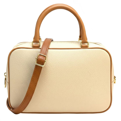 Novara Structured Cow Leather Mini Boston Bag - Made In Italy