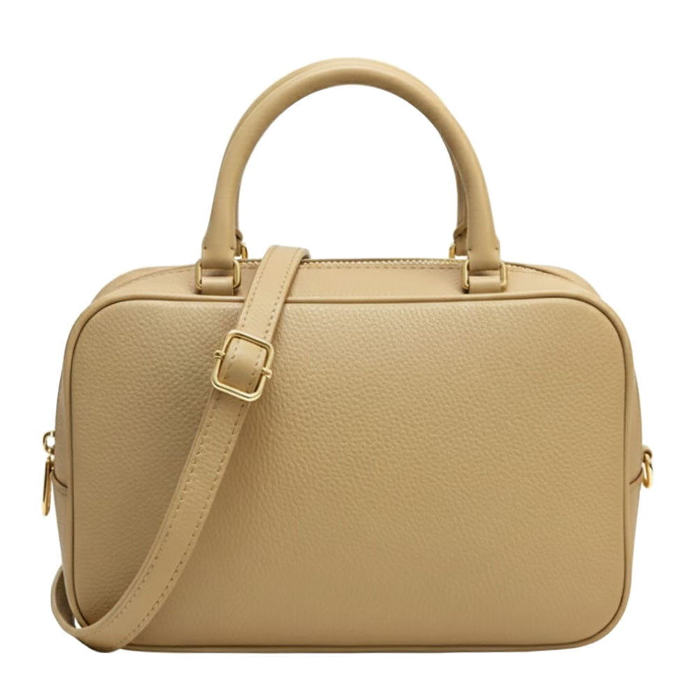 Novara Structured Cow Leather Mini Boston Bag - Made In Italy