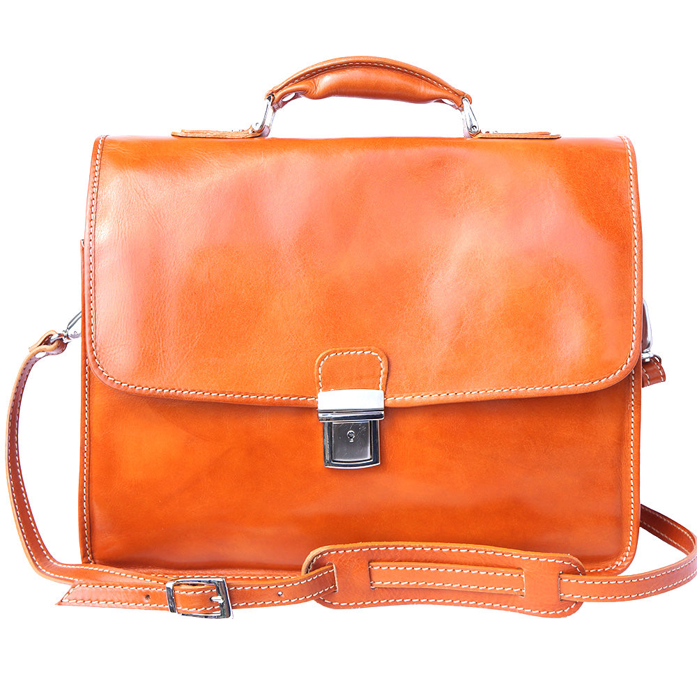 Leather briefcase with Laptop compartment inside - Made In Italy