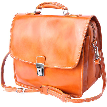Leather briefcase with Laptop compartment inside - Made In Italy