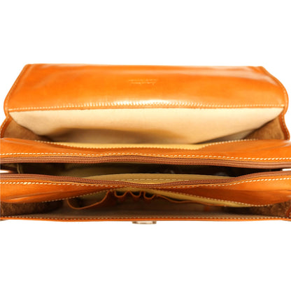 Leather briefcase with Laptop compartment inside - Made In Italy