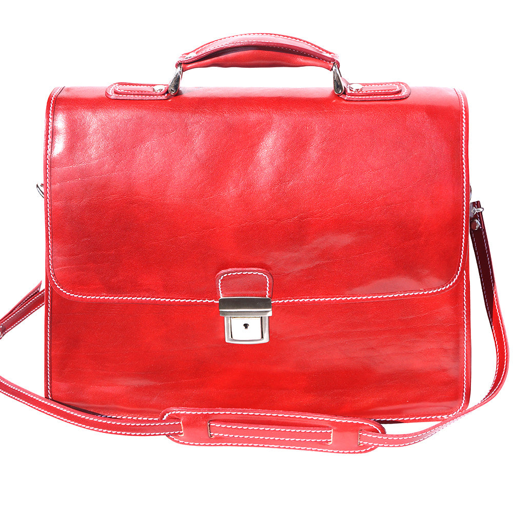 Leather briefcase with Laptop compartment inside - Made In Italy