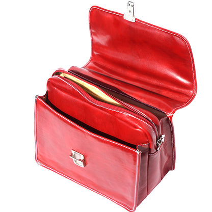 Leather briefcase with Laptop compartment inside - Made In Italy