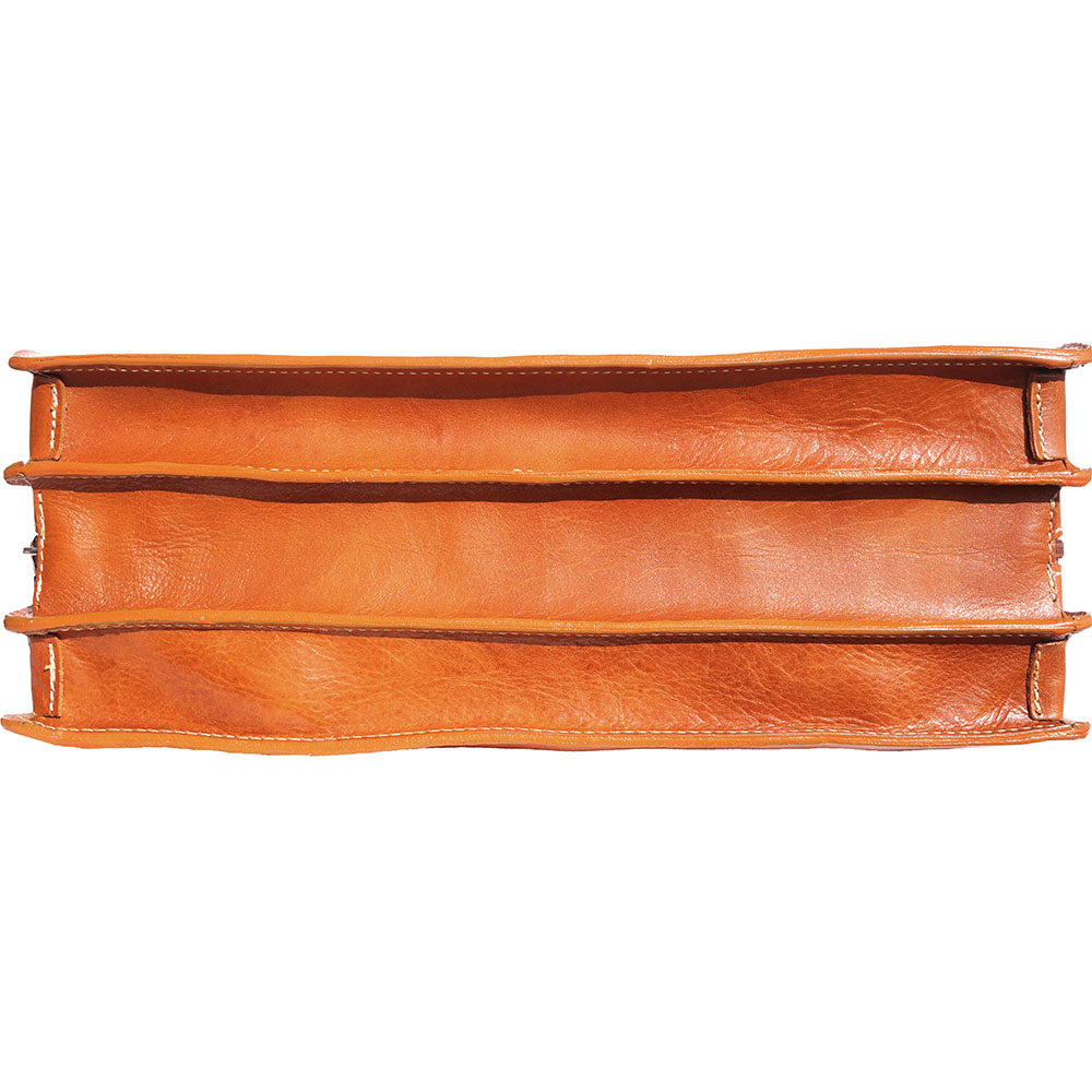 Genuine leather briefcase with three compartments - made in Italy