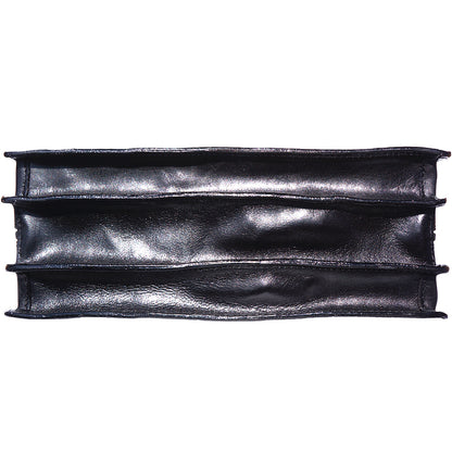 Genuine leather briefcase with three compartments - made in Italy