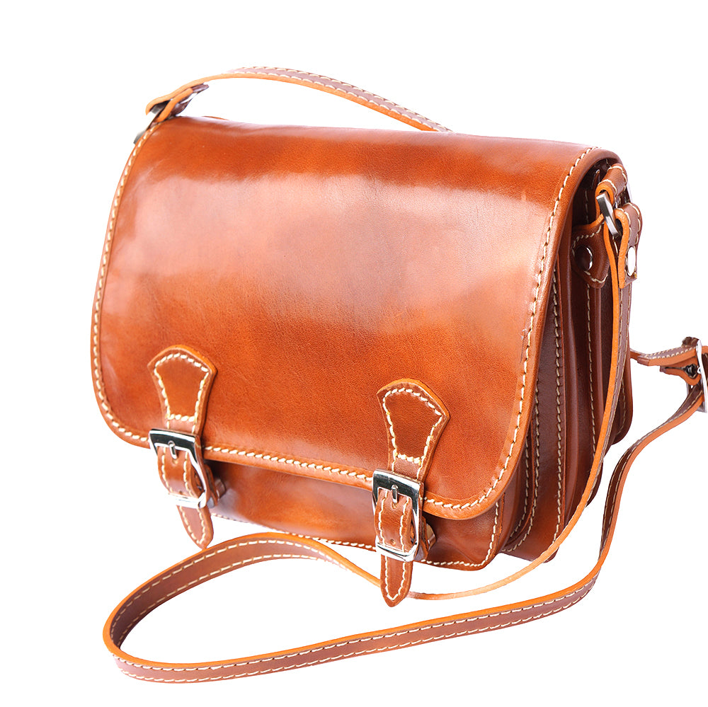 Mini leather messenger bag - Made In Italy