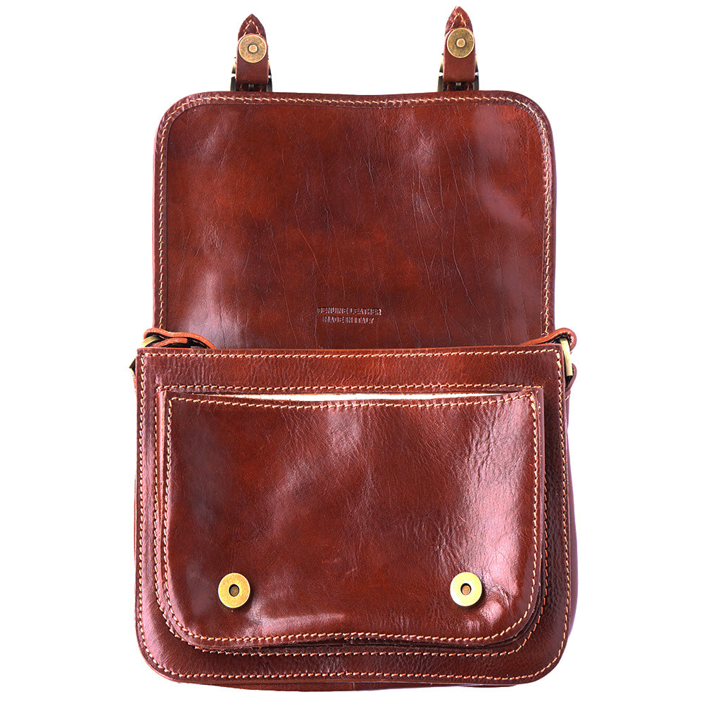 Mini leather messenger bag - Made In Italy