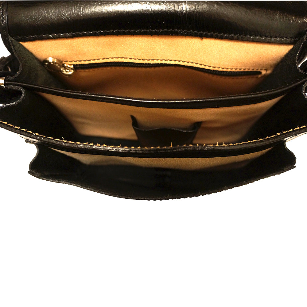 Mini leather messenger bag - Made In Italy