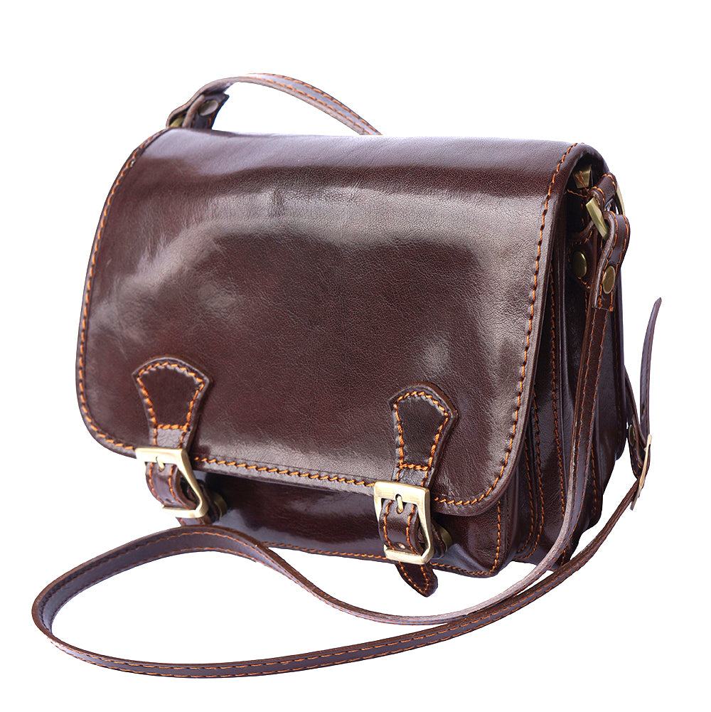 Mini leather messenger bag - Made In Italy