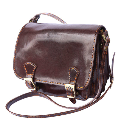 Mini leather messenger bag - Made In Italy