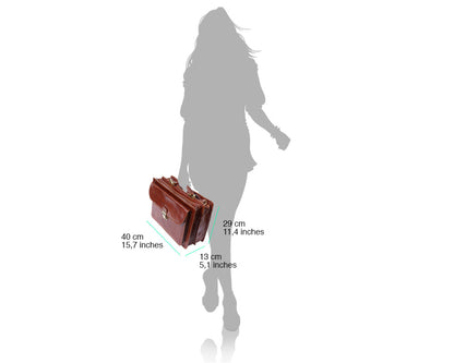 Leather briefcase Business class with two compartments - made in Italy