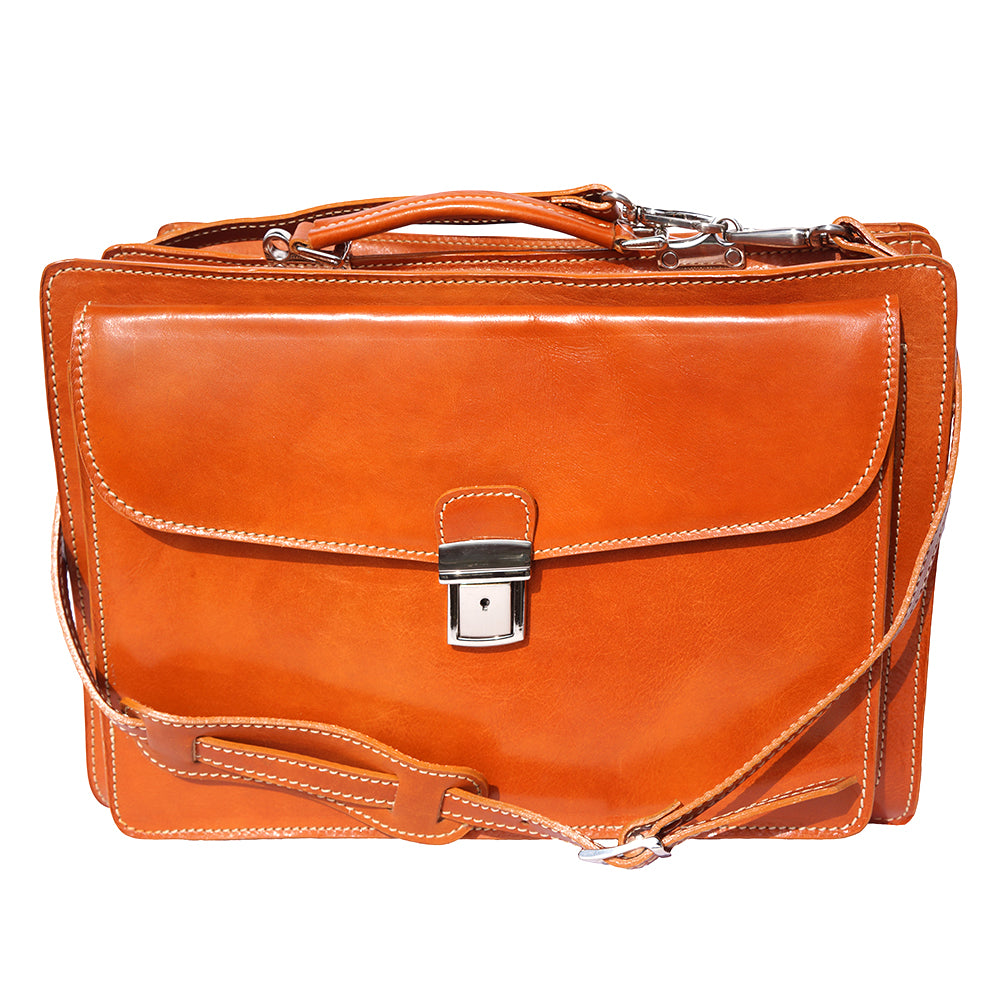 Leather briefcase Business class with two compartments - made in Italy