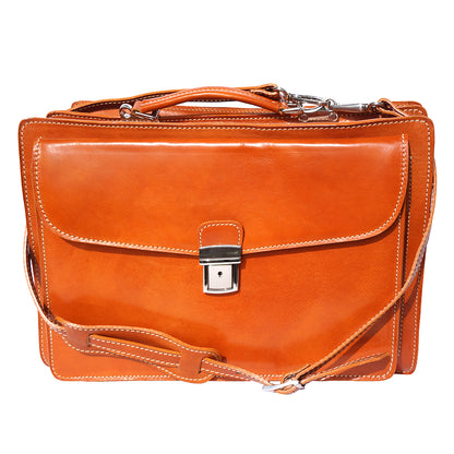 Leather briefcase Business class with two compartments - made in Italy