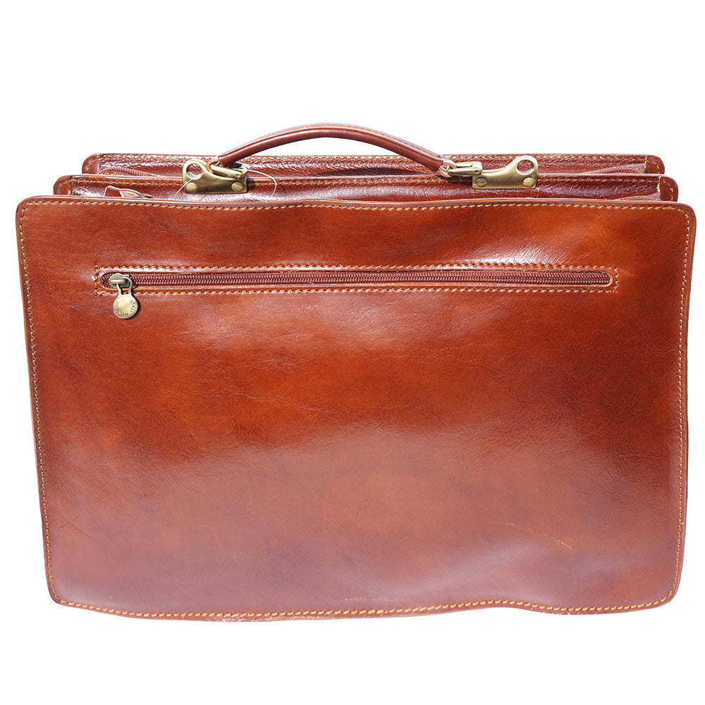 Leather briefcase Business class with two compartments - made in Italy