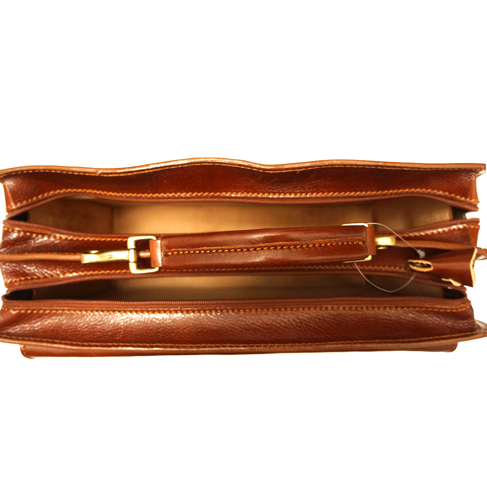 Leather briefcase Business class with two compartments - made in Italy