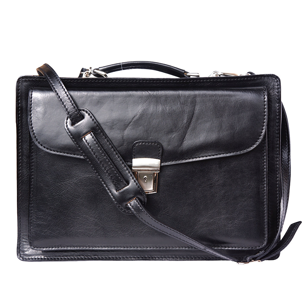Leather briefcase Business class with two compartments - made in Italy