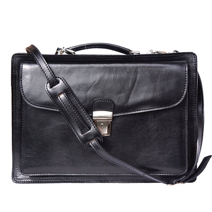 Leather briefcase Business class with two compartments - made in Italy