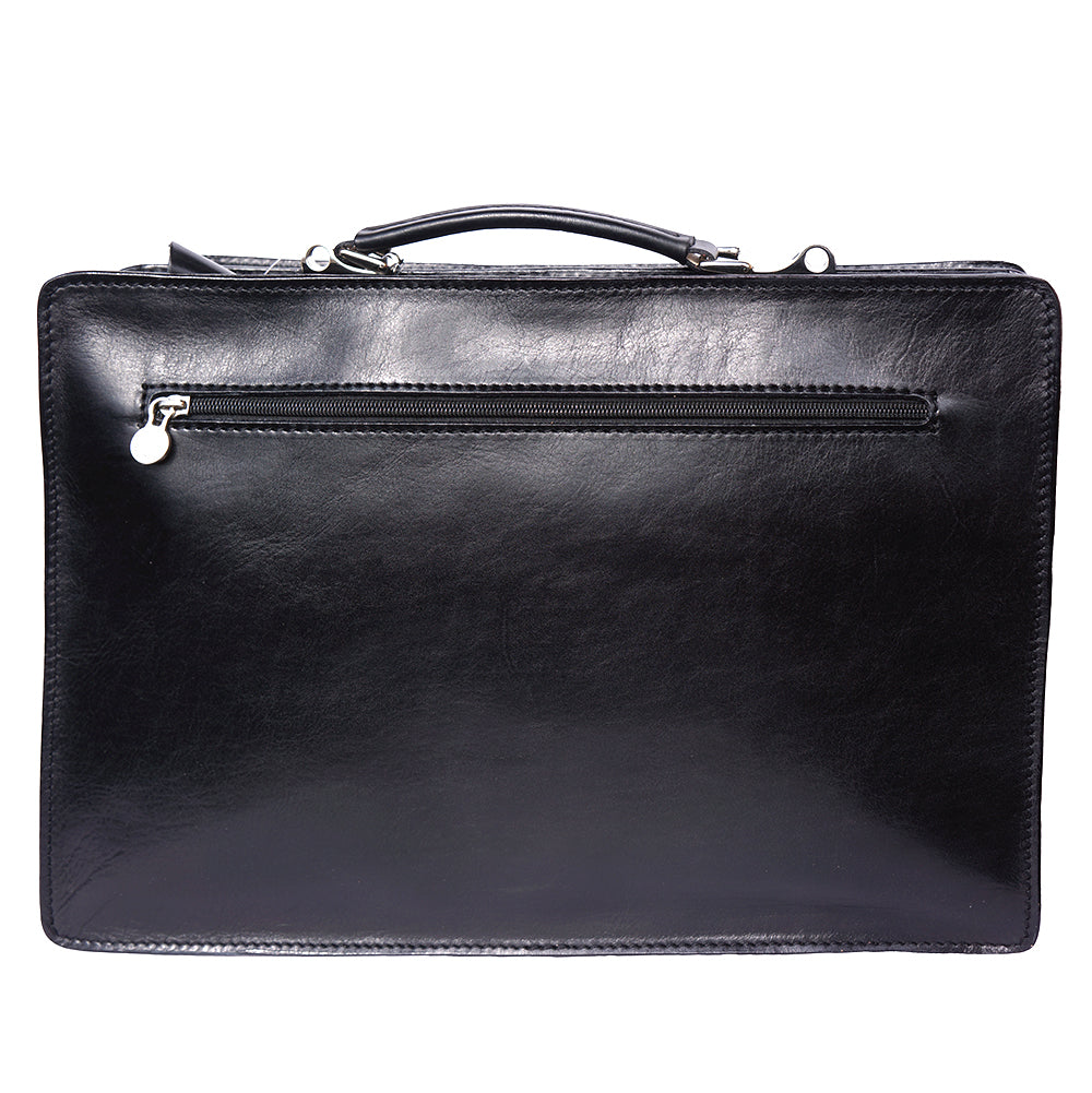 Leather briefcase Business class with two compartments - made in Italy