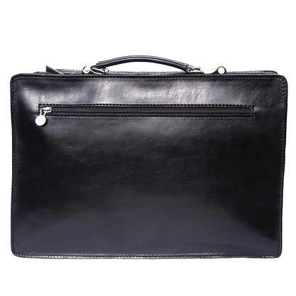 Leather briefcase Business class with two compartments - made in Italy