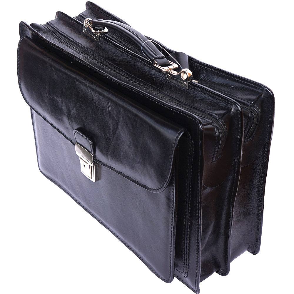 Leather briefcase Business class with two compartments - made in Italy