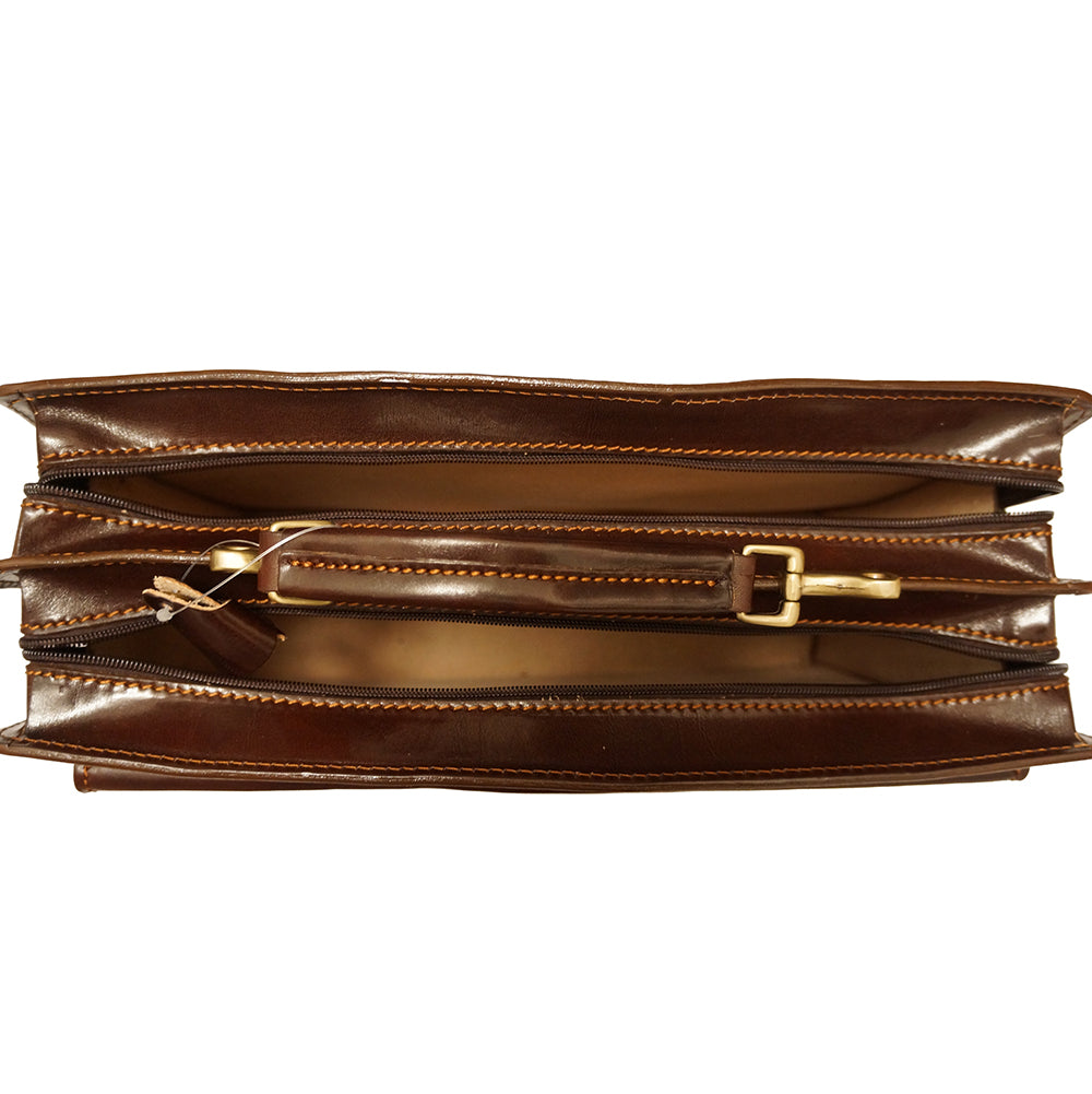 Leather briefcase Business class with two compartments - made in Italy