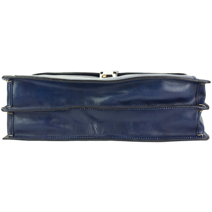 Beniamino Italian Leather Business Briefcase with Front Pocket - Made In Italy